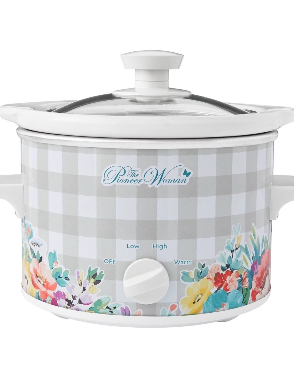 The Pioneer Woman Sweet Romance White & Gray Floral Slow Cooker